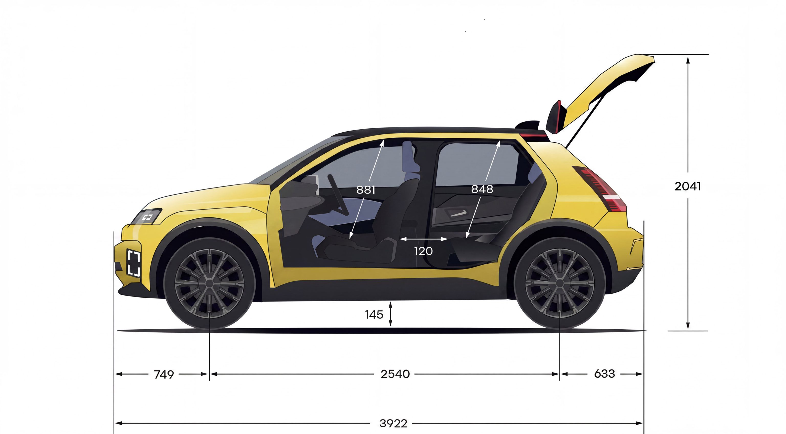 renault 5 e-tech afmetingen zijkant