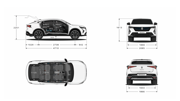 Renault Rafale afmetingen visual