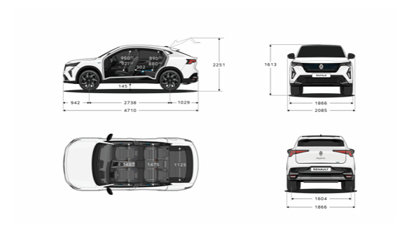 Renault Rafale afmetingen visual