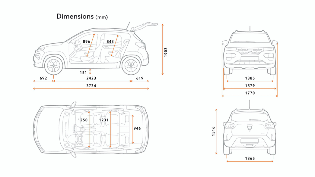 Dacia Spring afmetingen